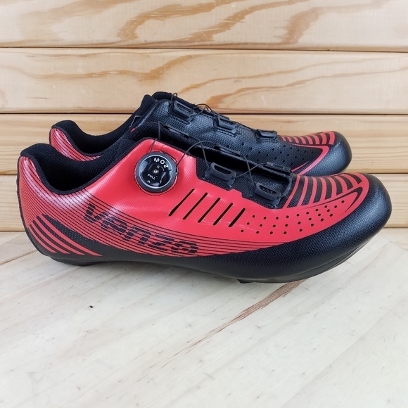 VENZO Men's Cycling Biking Spinning Shoes Black Red 12 US 47 EUR - Picture 1 of 13